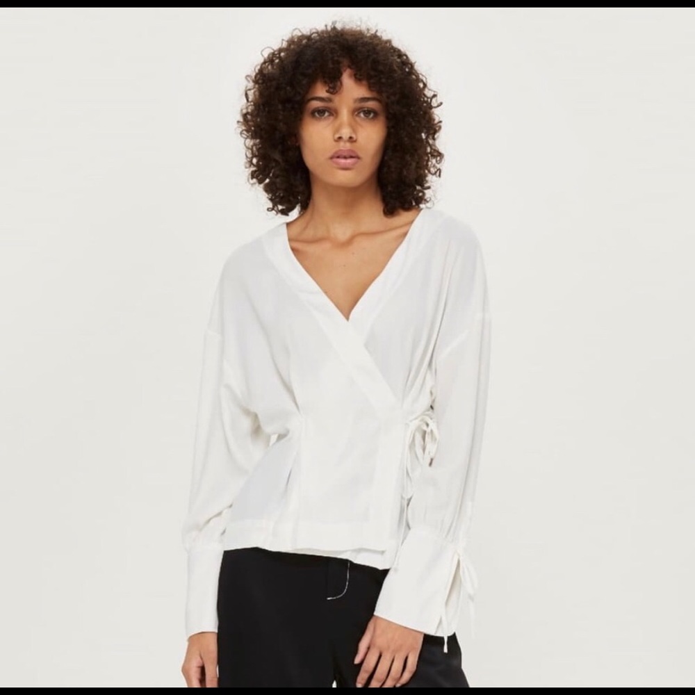 Top Shop Wrap Blouse White